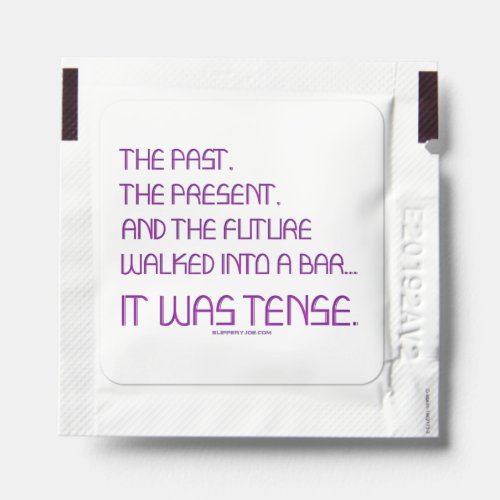 SlipperyJoes tense word past future purple funny  Hand Sanitizer Packet