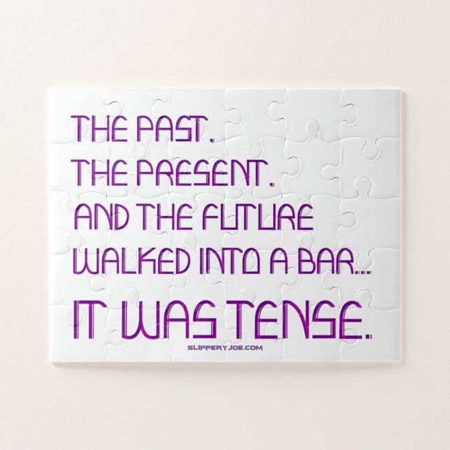 SlipperyJoe's tense word past future purple funny  Jigsaw Puzzle (Horizontal)