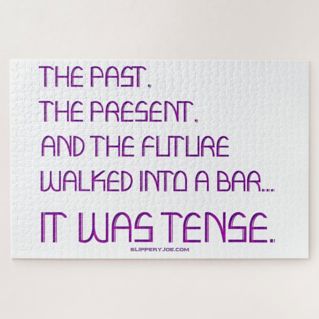 SlipperyJoe's tense word past future purple funny  Jigsaw Puzzle (Horizontal)