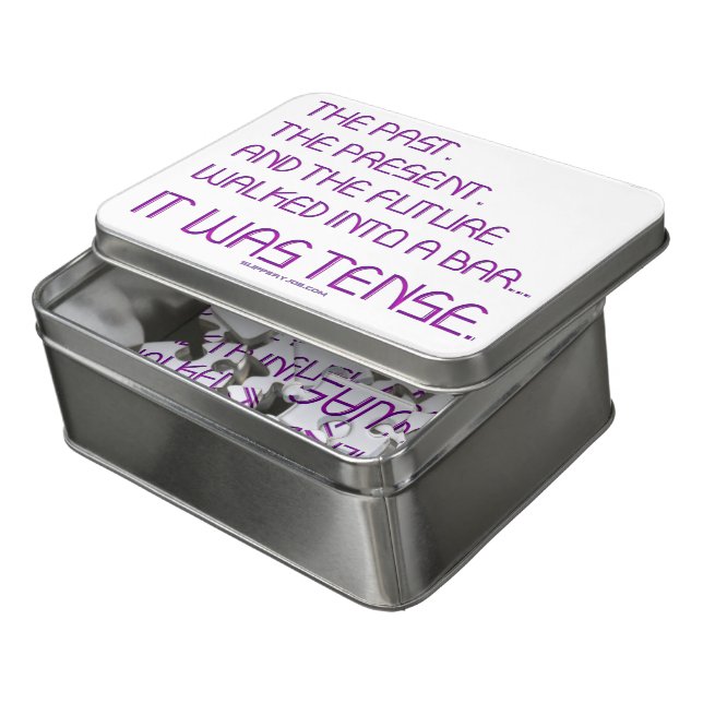 SlipperyJoe's tense word past future purple funny  Jigsaw Puzzle (Lid Open)