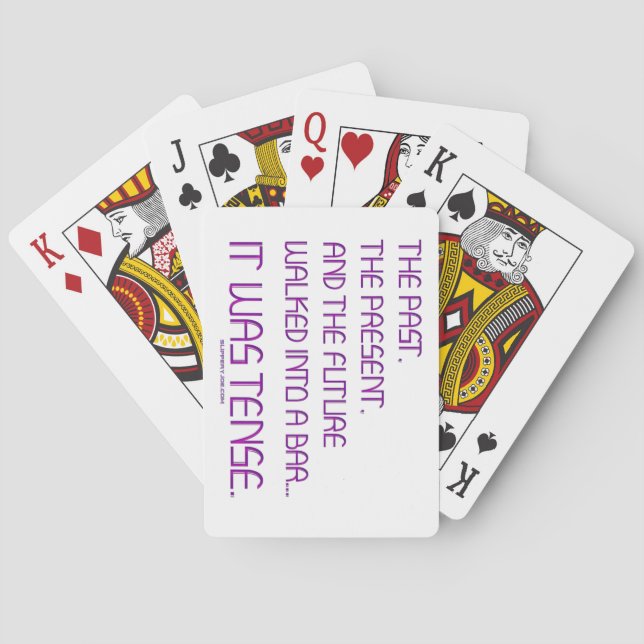 SlipperyJoe's tense word past future purple funny  Poker Cards (Back)