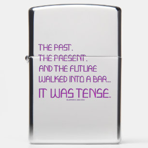 SlipperyJoe's tense word past future purple funny Zippo Lighter