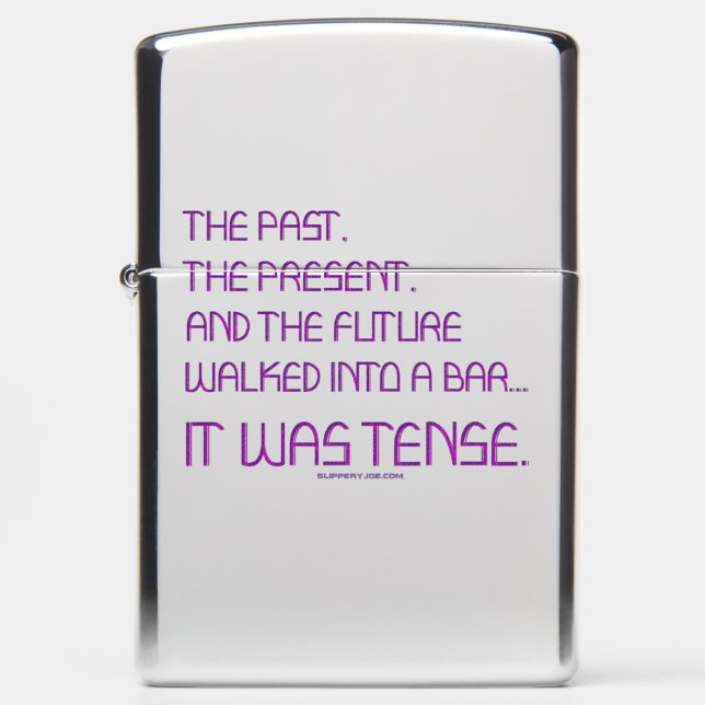 SlipperyJoe's tense word past future purple funny  Zippo Lighter (Front)