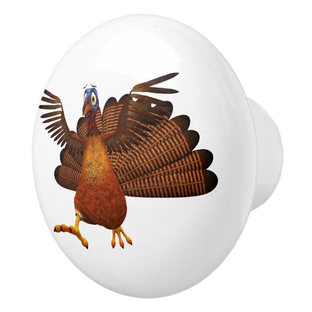 SlipperyJoe's Thanksgiving gobble responsibly live Ceramic Knob (Right)