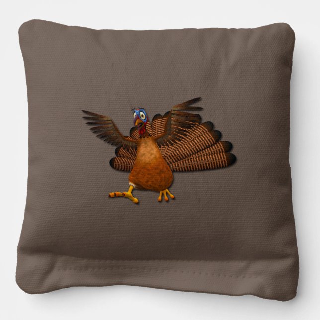 SlipperyJoe's Thanksgiving gobble responsibly live Cornhole Bags (Front)