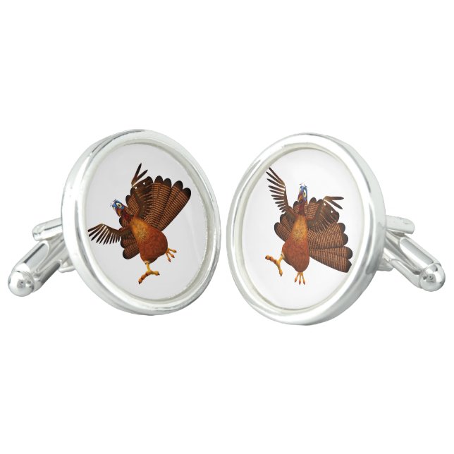 SlipperyJoe's Thanksgiving gobble responsibly live Cufflinks (Angled)
