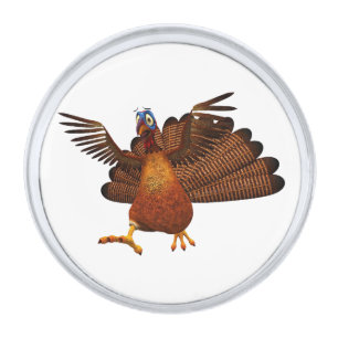 SlipperyJoe's Thanksgiving gobble responsibly live Silver Finish Lapel Pin