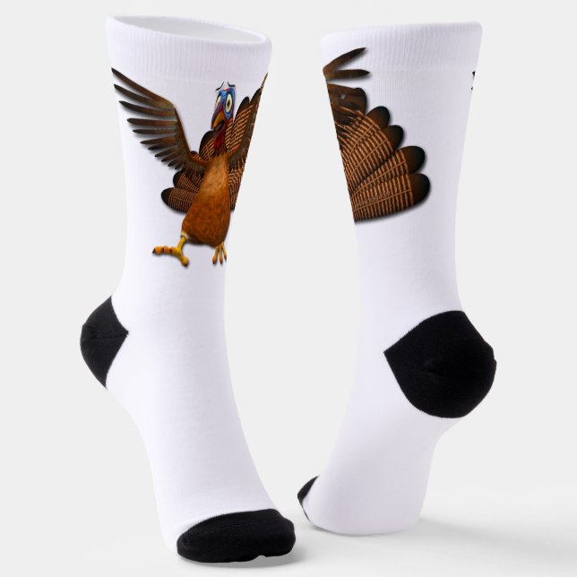SlipperyJoe's Thanksgiving gobble responsibly live Socks (Angled)