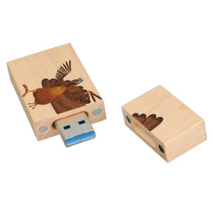 SlipperyJoe's Thanksgiving gobble responsibly live Wood Flash Drive