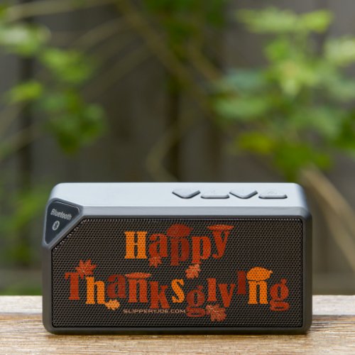 SlipperyJoes Thanksgiving leaves brown orange pie Bluetooth Speaker
