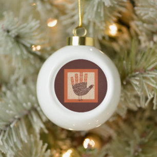 SlipperyJoe's Thanksgiving playful turkey illustra Ceramic Ball Christmas Ornament