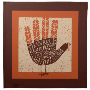 SlipperyJoe's Thanksgiving playful turkey illustra Cloth Napkin