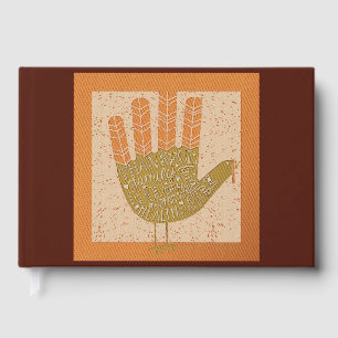 SlipperyJoe's Thanksgiving playful turkey illustra Foil Guest Book