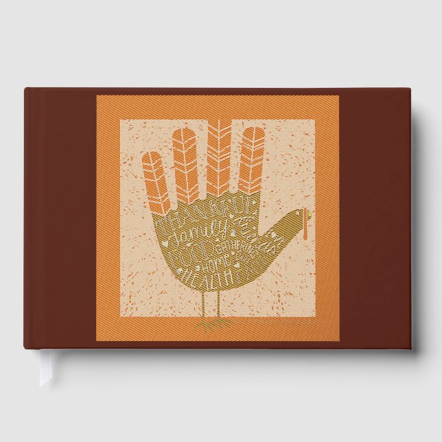 SlipperyJoe's Thanksgiving playful turkey illustra Foil Guest Book (Front)