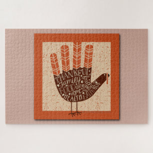 SlipperyJoe's Thanksgiving playful turkey illustra Jigsaw Puzzle