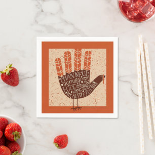 SlipperyJoe's Thanksgiving playful turkey illustra Napkins