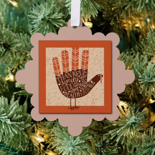 SlipperyJoe's Thanksgiving playful turkey illustra Ornament Card (Insitu (Tree))