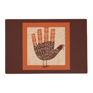 SlipperyJoe's Thanksgiving playful turkey illustra Placemat