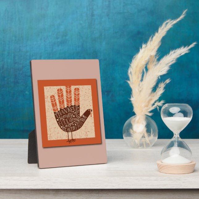 SlipperyJoe's Thanksgiving playful turkey illustra Plaque (Side)