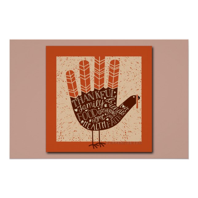 SlipperyJoe's Thanksgiving playful turkey illustra Poster (Front)
