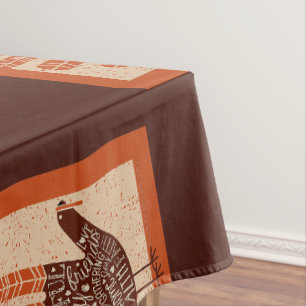 SlipperyJoe's Thanksgiving playful turkey illustra Tablecloth