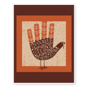 SlipperyJoe's Thanksgiving playful turkey illustra Temporary Tattoos