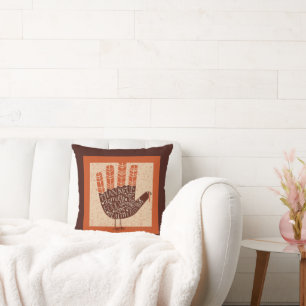 SlipperyJoe's Thanksgiving playful turkey illustra Throw Pillow