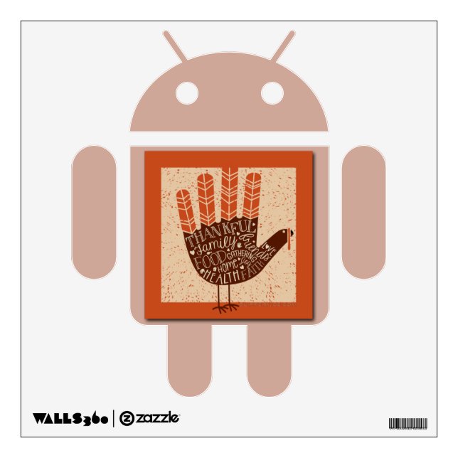 SlipperyJoe's Thanksgiving playful turkey illustra Wall Decal (Front)