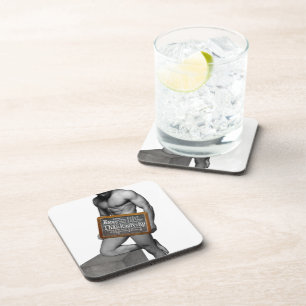 SlipperyJoe's Thanksgiving tradition muscular male Beverage Coaster