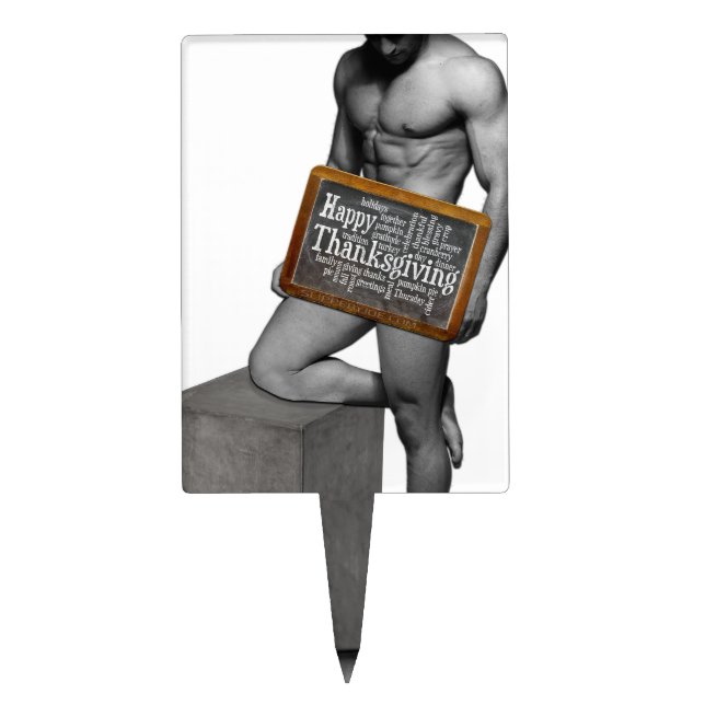 SlipperyJoe's Thanksgiving tradition muscular male Cake Topper (Front)