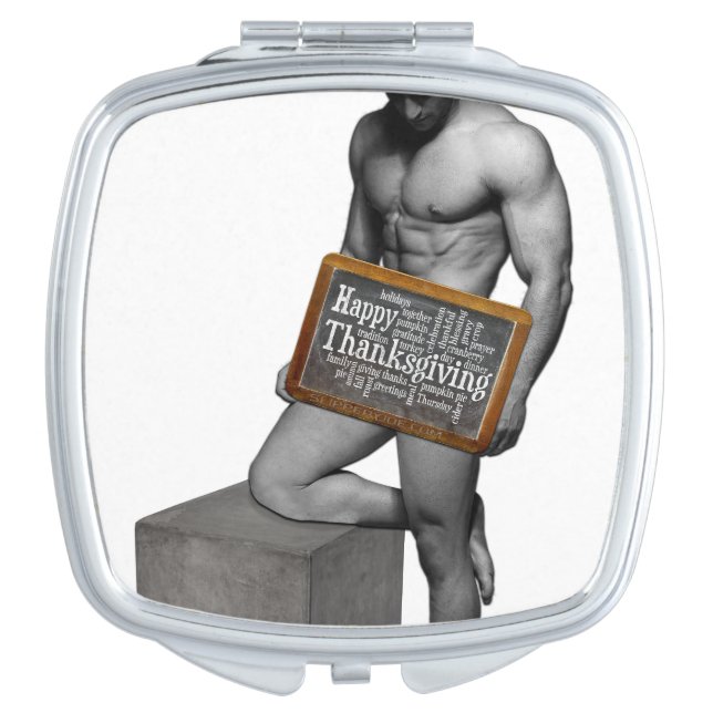 SlipperyJoe's Thanksgiving tradition muscular male Compact Mirror (Front)
