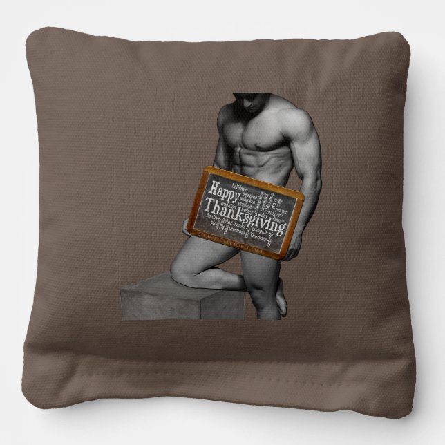 SlipperyJoe's Thanksgiving tradition muscular male Cornhole Bags (Front)