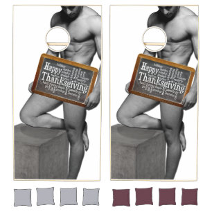 SlipperyJoe's Thanksgiving tradition muscular male Cornhole Set