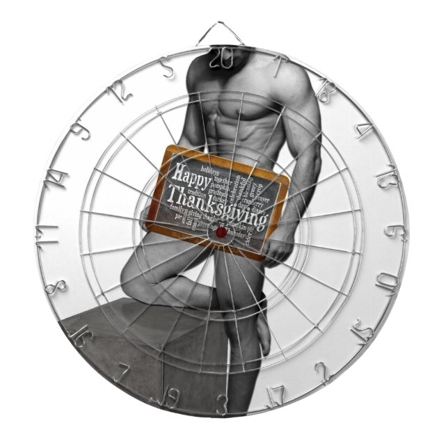 SlipperyJoe's Thanksgiving tradition muscular male Dart Board (Front)