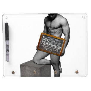 SlipperyJoe's Thanksgiving tradition muscular male Dry Erase Board With Keychain Holder