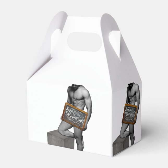 SlipperyJoe's Thanksgiving tradition muscular male Favor Boxes (Front Side)
