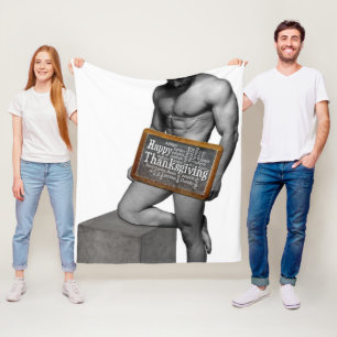 SlipperyJoe's Thanksgiving tradition muscular male Fleece Blanket