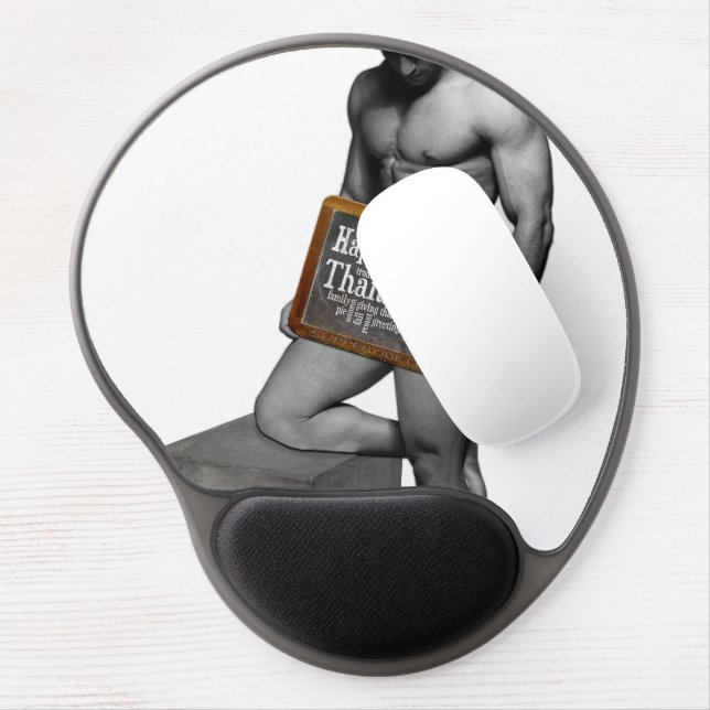 SlipperyJoe's Thanksgiving tradition muscular male Gel Mouse Pad (Left Side)