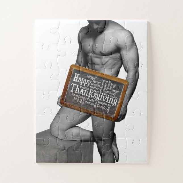 SlipperyJoe's Thanksgiving tradition muscular male Jigsaw Puzzle (Vertical)