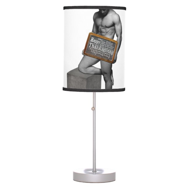 SlipperyJoe's Thanksgiving tradition muscular male Table Lamp (Front)