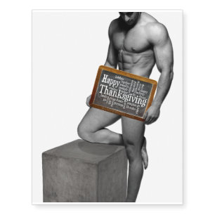 SlipperyJoe's Thanksgiving tradition muscular male Temporary Tattoos