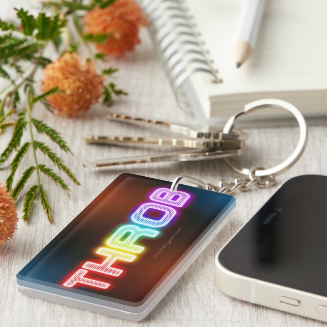 SlipperyJoe's throb rainbow-like gradient thick ca Keychain (Front Right)