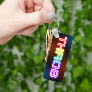 SlipperyJoe's throb rainbow-like gradient thick ca Keychain