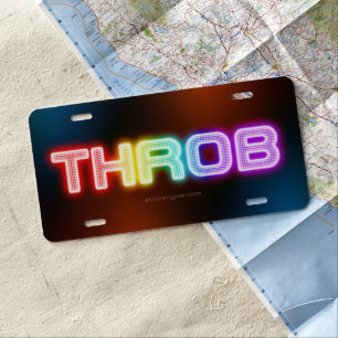 SlipperyJoe's throb rainbow-like gradient thick ca License Plate