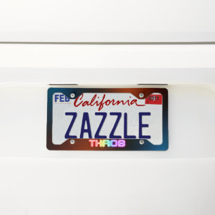 SlipperyJoe's throb rainbow-like gradient thick ca License Plate Frame