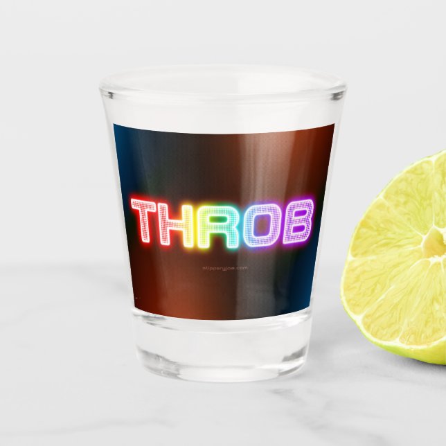 SlipperyJoe's throb rainbow-like gradient thick ca Shot Glass (Front)