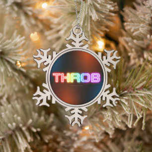 SlipperyJoe's throb rainbow-like gradient thick ca Snowflake Pewter Christmas Ornament