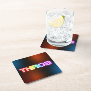 SlipperyJoe's throb rainbow-like gradient thick ca Square Paper Coaster