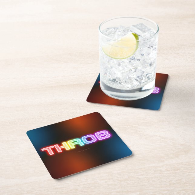 SlipperyJoe's throb rainbow-like gradient thick ca Square Paper Coaster (Insitu)