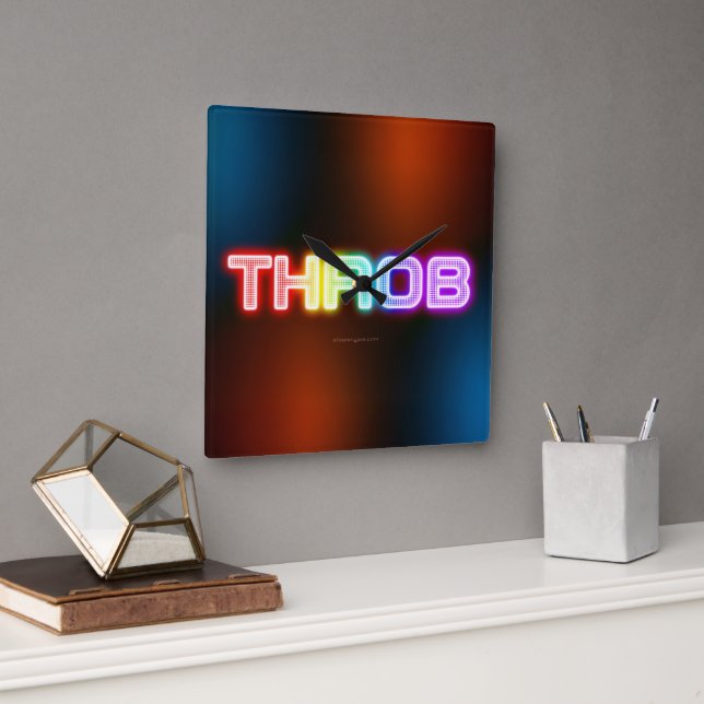 SlipperyJoe's throb rainbow-like gradient thick ca Square Wall Clock (Office)